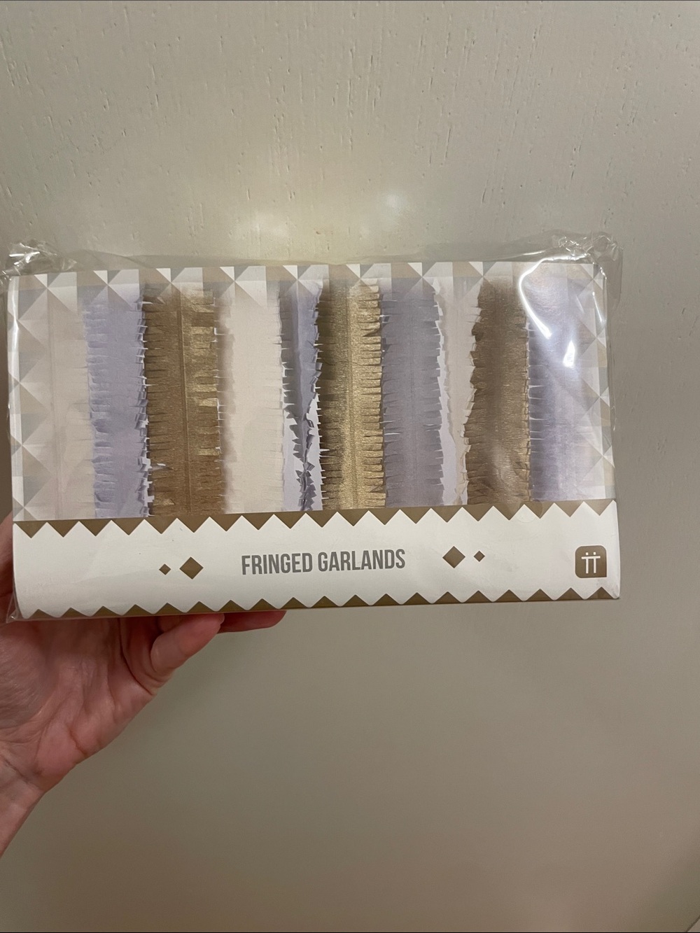 Paper Source Fringed Garlands in Gold, White, Gray